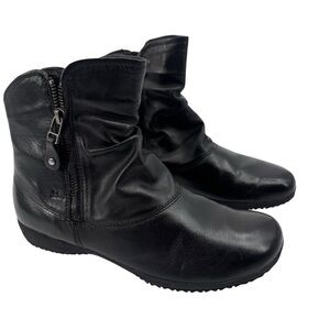 Josef Seibel Faye Naly Black Leather Ankle Boots EU 38